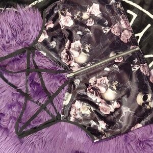 KILLSTAR 3X LOST IN SIN ZIP FRONT PENTAGRAM ADJUSTABLE STRAPS ON CHEST SKULLS